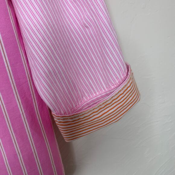 Zara Colorblock Striped Shirt Sz Small Pink Orange White - Picture 10 of 11